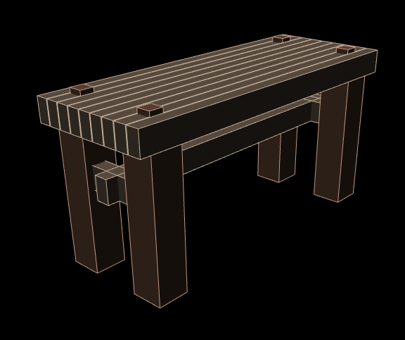 Brown 3D Bench Model